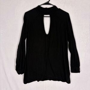 For Love & Lemons Black Choker Open Neck & Back Style Long Sleeve Tunic Top Size
